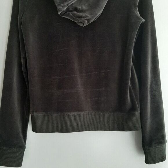 HOLLISTER Soft Velvet Full-Zip Hoodie Sweatshirt Jacket Black Sz S Flawed - Picture 8 of 12